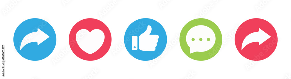 Share icon set. Like, Share, comment and love heart icon buttons. Arrow symbol, Reply send forward icons button. Send message icon. Upload icon. Connection symbol, Share icon set. Like, Share, comment and love heart icon buttons. Arrow symbol, Reply send forward icons button. Send message icon. Upload icon. Connection symbol,