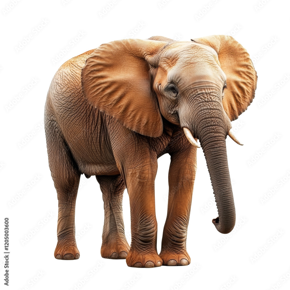 Fototapeta premium Big elephant looking isolated on white