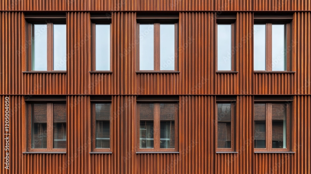 Fototapeta premium Modern Architecture with Textured Facade and Symmetrical Windows