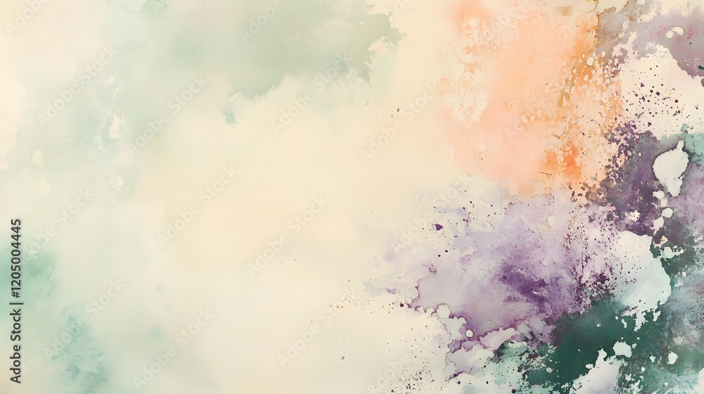 Obraz premium Abstract Watercolor Painting with Pastel Colors and Splashes