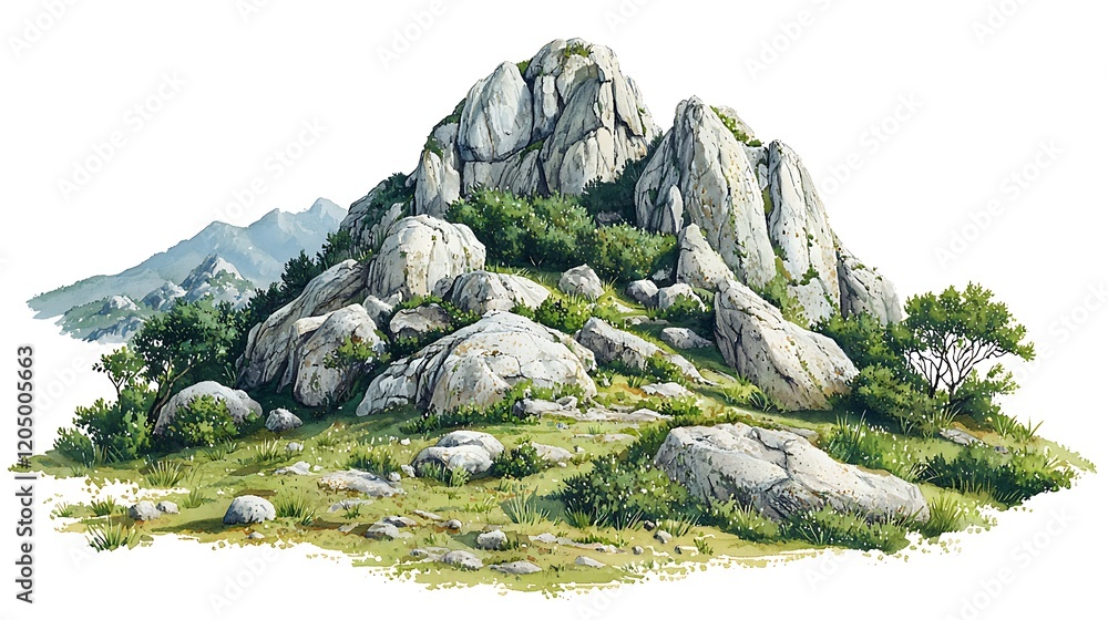 Rocky Mountain Peak with Lush Greenery. Rocky Mountain Peak with Lush Greenery.