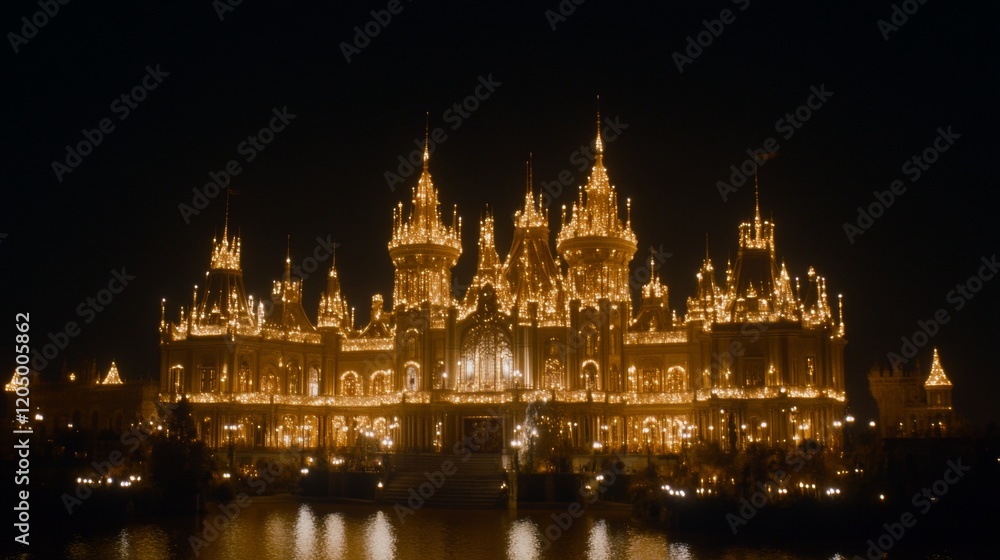 Obraz premium Illuminated Night Palace Architecture Grandiose Design