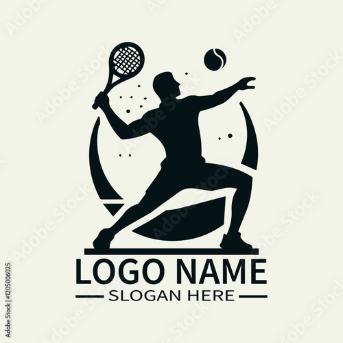 Tennis Player Logo Design, Professional Tennis Logo, Sports Logo with Tennis Racket