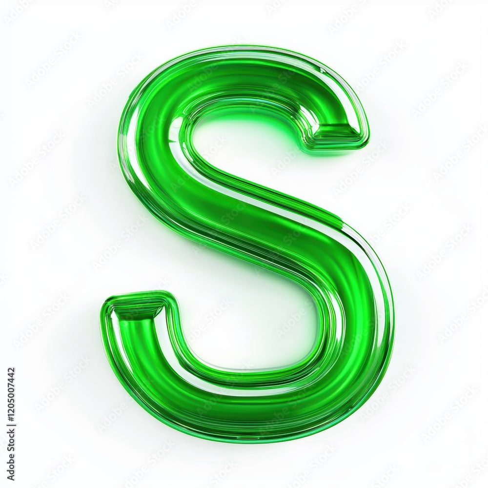 Glossy Green Glass Letter S - 3D Render Glossy Green Glass Letter S - 3D Render