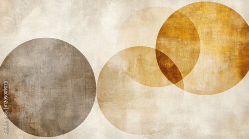 Abstract Beige Gold Brown Overlapping Circles Design