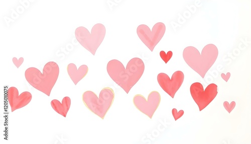 Pink Red Watercolor Hearts Romantic Love Valentine Design Background joy cute card soft sweet happy 