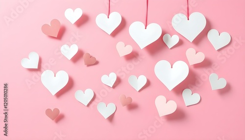 Pink Background Lovely White Pink Hearts Design Romantic Valentine Decoration cute card paper sweet 