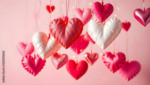 Romantic Pink Red Hearts Valentine Decoration Hanging Festive day love cute card sweet image photo