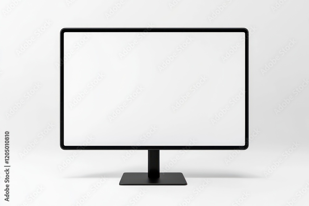Modern 3D mockup of an empty billboard with a white frame on a black stand. Modern 3D mockup of an empty billboard with a white frame on a black stand.