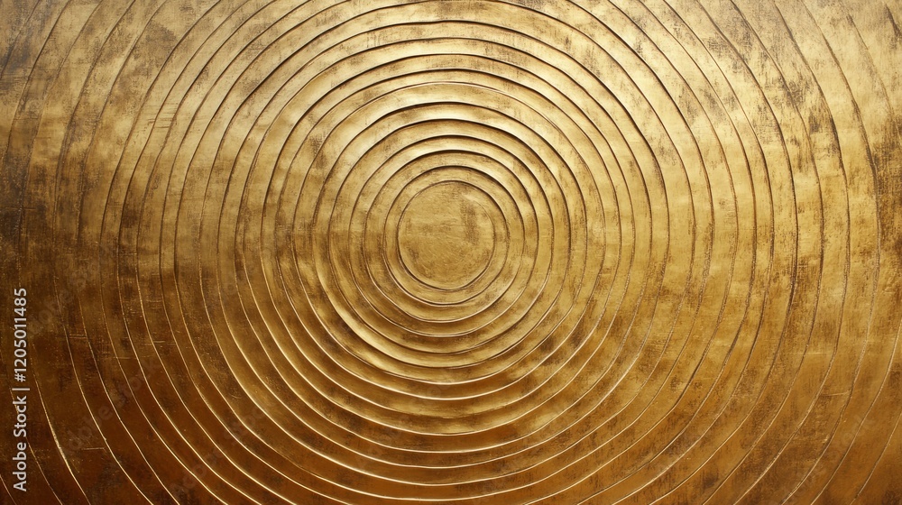 Naklejka premium Golden concentric circles decorative wall art