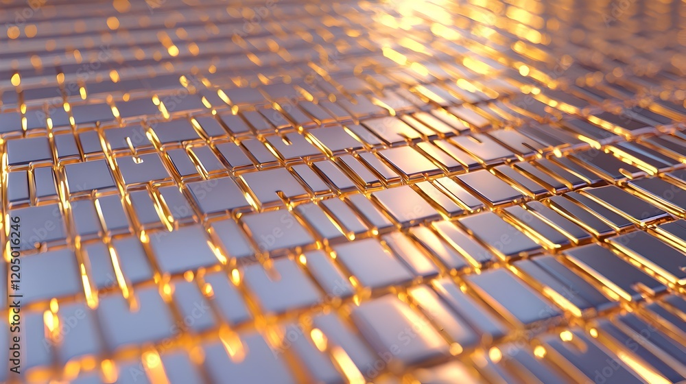 Fototapeta premium A close up of a gold colored surface with many small squares