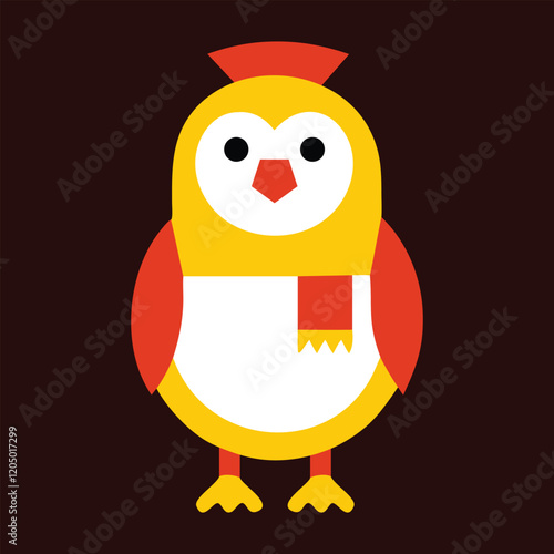 Cute Yellow Bird with Red Scarf, Perfect for Children's Illustrations photo