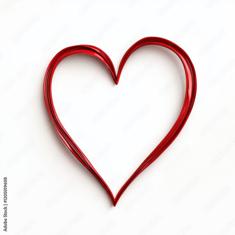 Red Paper Heart Frame on White Background Red Paper Heart Frame on White Background