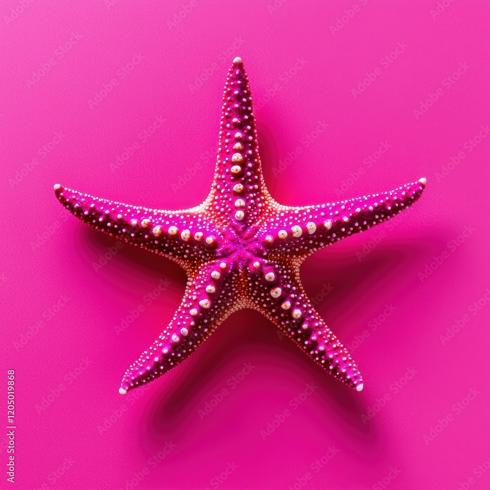 Vibrant Pink Starfish on Fuchsia Background - Summer Beach Vibes Vibrant Pink Starfish on Fuchsia Background - Summer Beach Vibes