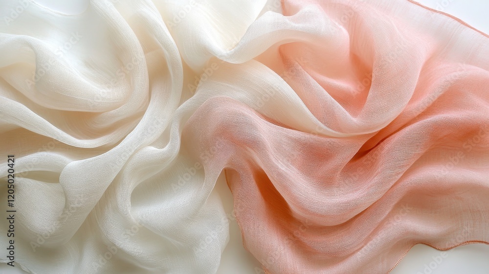 Soft Draped Fabric in Cream and Peach Hues Soft Draped Fabric in Cream and Peach Hues
