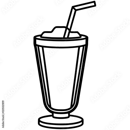 Elegant Smoothie Glass Outline Vector