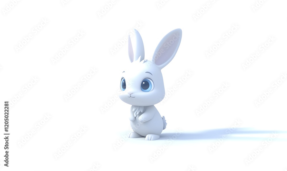 Obraz premium Cute white bunny 3D render, studio, isolated, Easter