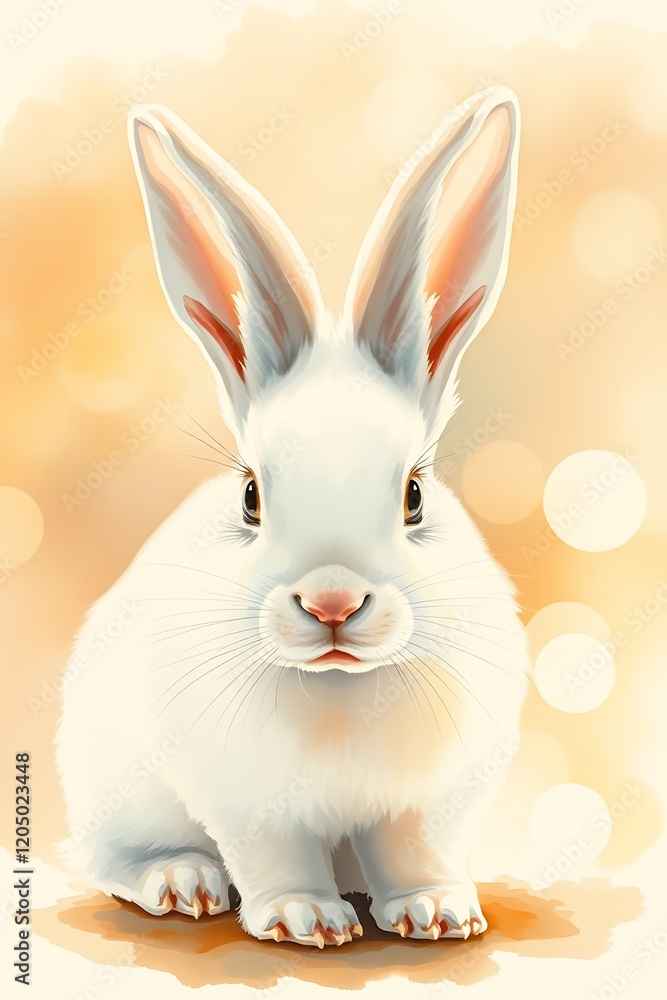 Obraz premium Adorable white rabbit sitting. (1)