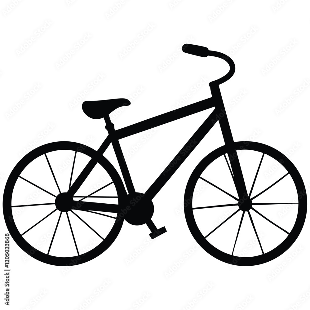 A simple bicycle design with two wheels and a basic frame, vector art. A simple bicycle design with two wheels and a basic frame, vector art.