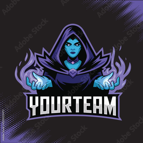 Witch Magic Mascot Team Esports Logo Vector Illustration