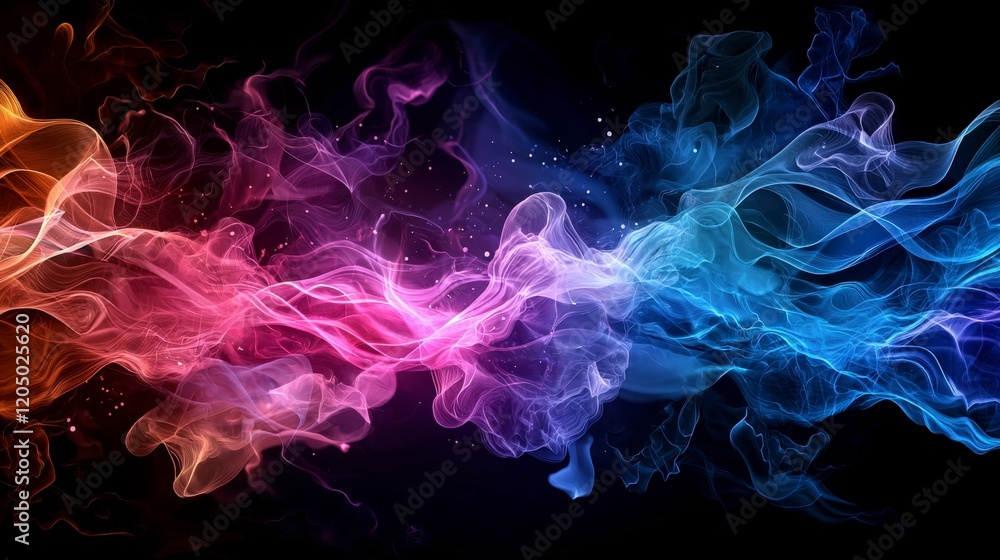 Obraz premium Dynamic flow of abstract electromagnetic waves in iridescent patterns digital art vibrant colors abstract concept