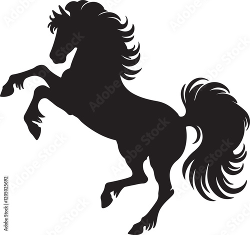 rearing horse animal silhouette design vector art illustration