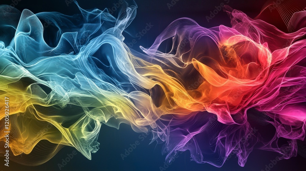 Fototapeta premium Abstract soundwaves flowing in vibrant colors digital art abstract style colorful background artistic concept