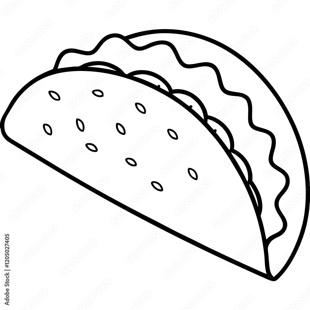 Elegant Taco Outline Vector Illustration Elegant Taco Outline Vector Illustration