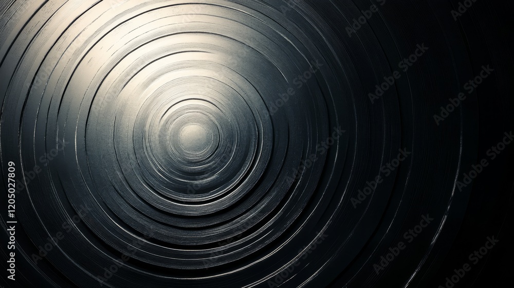 Fototapeta premium Concentric Circles Dark Metallic Surface Design