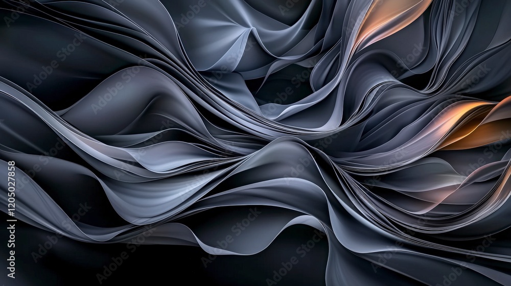 Fototapeta premium Curved lines flowing and bending in abstract design digital art contemporary environment close-up view nature concept