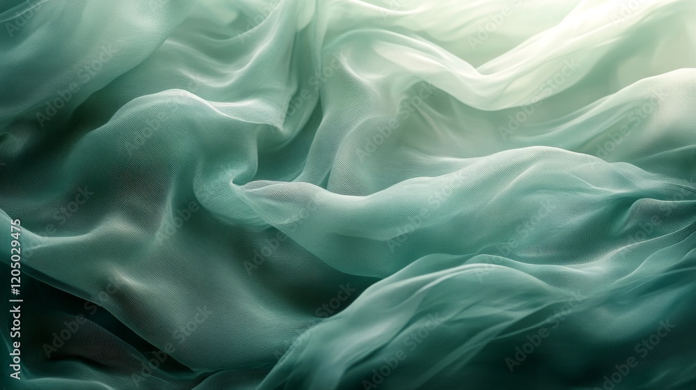 Obraz premium Draped teal fabric showcasing its texture and flow