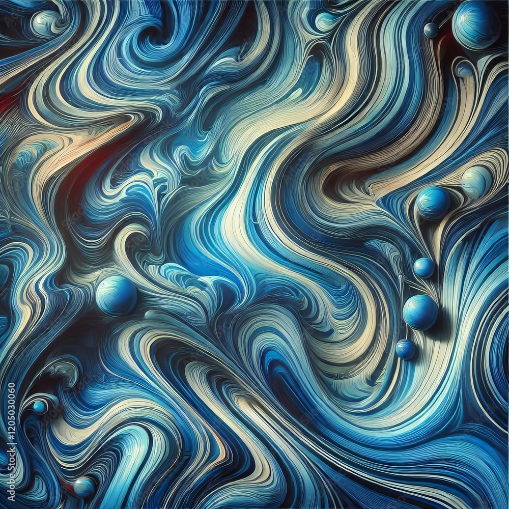 Abstract liquid marble background with highly saturated blue tones, featuring intricate swirling patterns and smooth gradients
