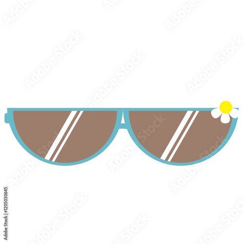 Sunglasses with flower on transparent background 