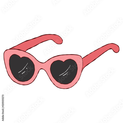 red sunglasses isolated on white