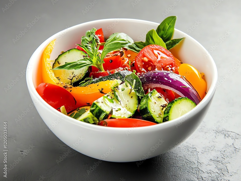 Organic vegetable bowl with fresh herbs and olive oil dressing, clean eating and wellness lifestyle Organic vegetable bowl with fresh herbs and olive oil dressing, clean eating and wellness lifestyle
