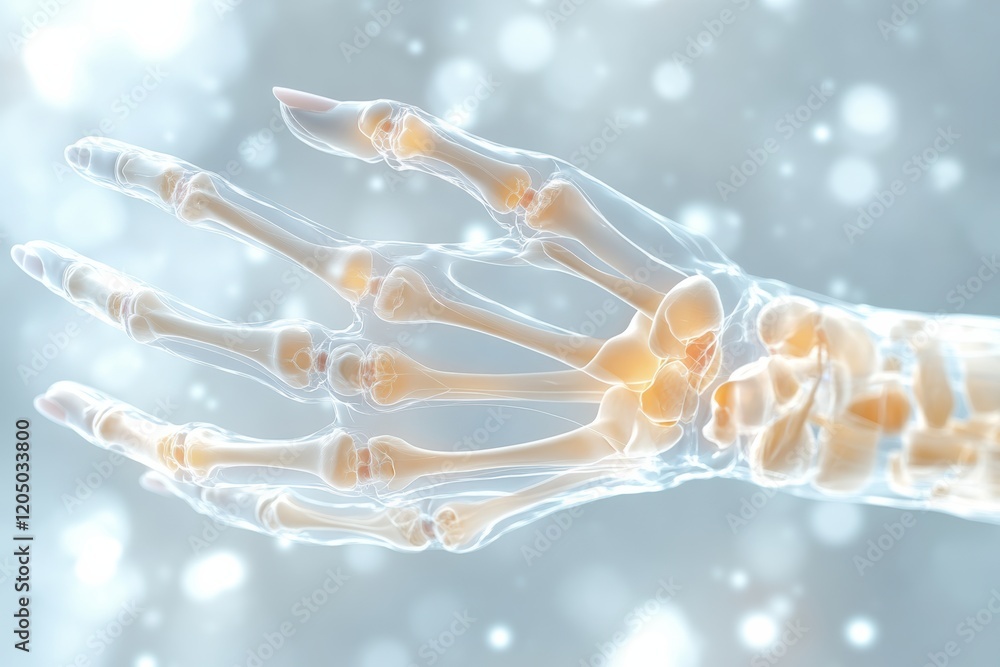 Fototapeta premium Hand Health Awareness: Anatomical Illustration of Bones and Joints