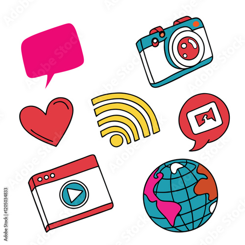 The Impact of Social Media Icons on Digital Communication Colorful icons social media ten different types  icon illustration Social media network logo icon vector button set 2025.