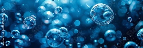 Wallpaper Mural Blue background with large bubbles of varying sizes, arranged in a random pattern, creating a dynamic and visually appealing composition. Torontodigital.ca