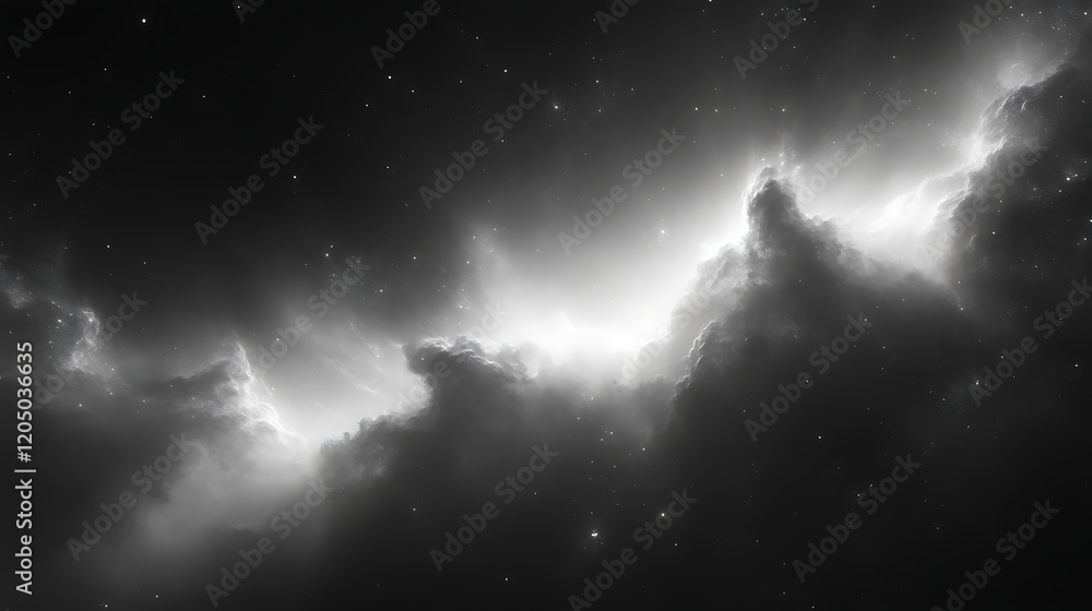 Fototapeta premium Monochromatic nebula with bright center.