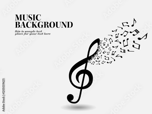 音符の粒子ピースが浮かぶ音楽テーマの背景