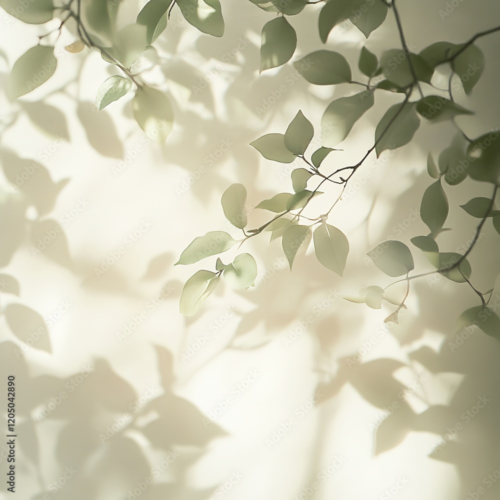 Tree branch with green leaves and blurred background. Vector Illustration. Tree branch with green leaves and blurred background. Vector Illustration.