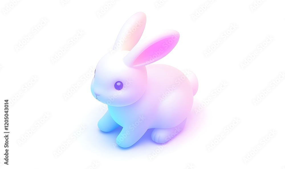 Pastel bunny, 3D render, isolated, white background, digital art, children's book