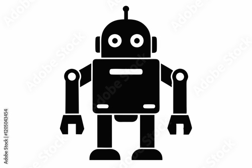 Robot black icon. robot icon vector flat design illustration. Robot silhouette vector illustration
