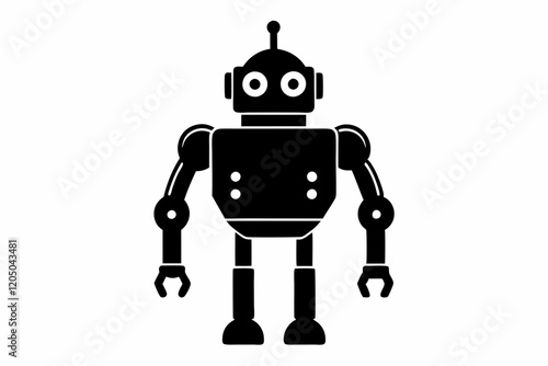 Robot black icon. robot icon vector flat design illustration. Robot silhouette vector illustration
