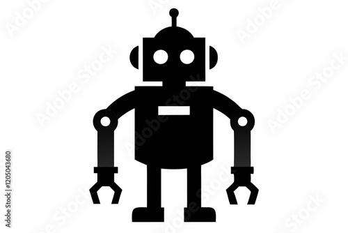 Robot black icon. robot icon vector flat design illustration. Robot silhouette vector illustration
