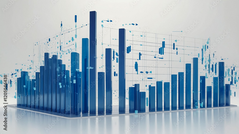 Abstract financial chart with uptrend line stock market graph in blue color background Abstract financial chart with uptrend line stock market graph in blue color background