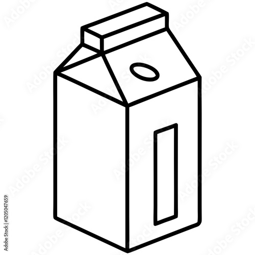 Milk Carton Line Art Illustration