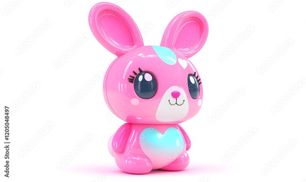 Obraz premium Pink bunny toy, studio shot, white background, children's product