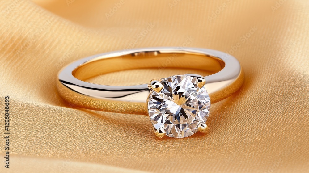 Dazzling Diamond Solitaire Ring on Gold Band Dazzling Diamond Solitaire Ring on Gold Band