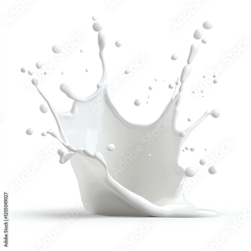 A dynamic splash of white liquid captured in action, illustrating fluid movement and freshness.